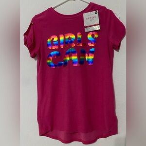 New-Members Mark Active Girl’s Can
 Metallic Letter Cold Shoulder Top
 14/16